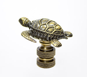 Antique Metal Sea Turtle Lamp Finial 1.5"H