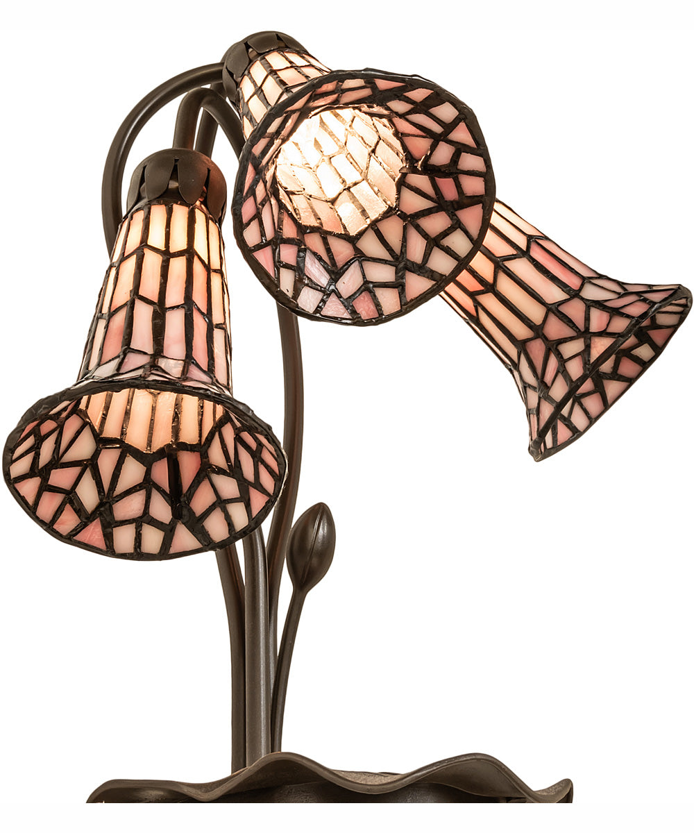16" High Stained Glass Pond Lily 3 Light Accent Lamp