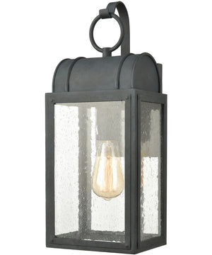 Heritage Hills 1-Light Outdoor Sconce Aged Zinc/Seedy Glass Enclosure