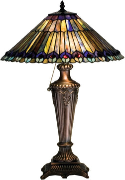 23"H Tiffany Jeweled Peacock Table Lamp.602