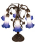 18" High Blue/White Pond Lily 6 Light Table Lamp