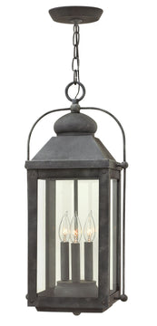 11"W Anchorage 3-Light LED Outdoor Hanging Light in Aged Zinc