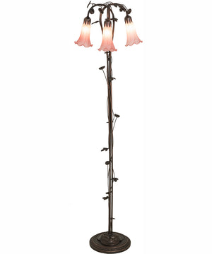 58" High Pink Tiffany Pond Lily 3 Light Floor Lamp