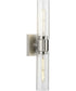 Clarion 2-Light Clear Glass Modern Style Bath Vanity Wall Light Brushed Nickel