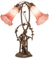 17" High Lavender Tiffany Pond Lily 2 Light Trellis Girl Accent Lamp
