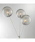 Lancy 3-Light 3-Light Floor Lamp Brushed Nickel/Smoke Glass