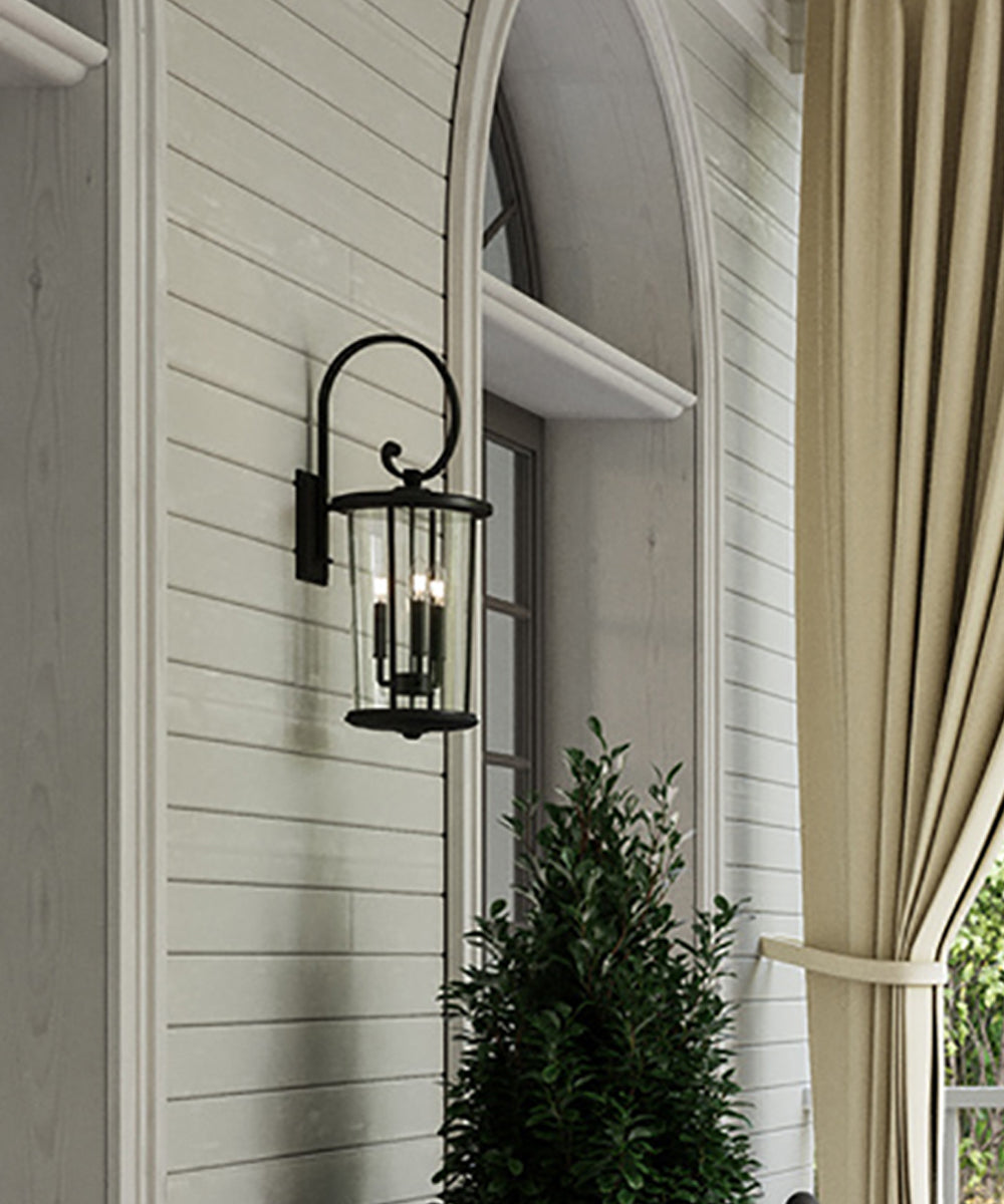 Howell 3-Light Outdoor Wall Mount In Black With Clear Glass