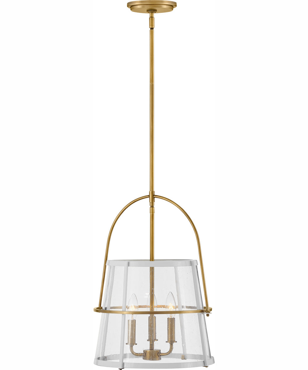 Tournon 3-Light Medium Pendant in Heritage Brass with Polished White Accents