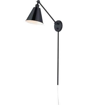 Library 1-Light Plug In Wall Sconce Black, 8"W
