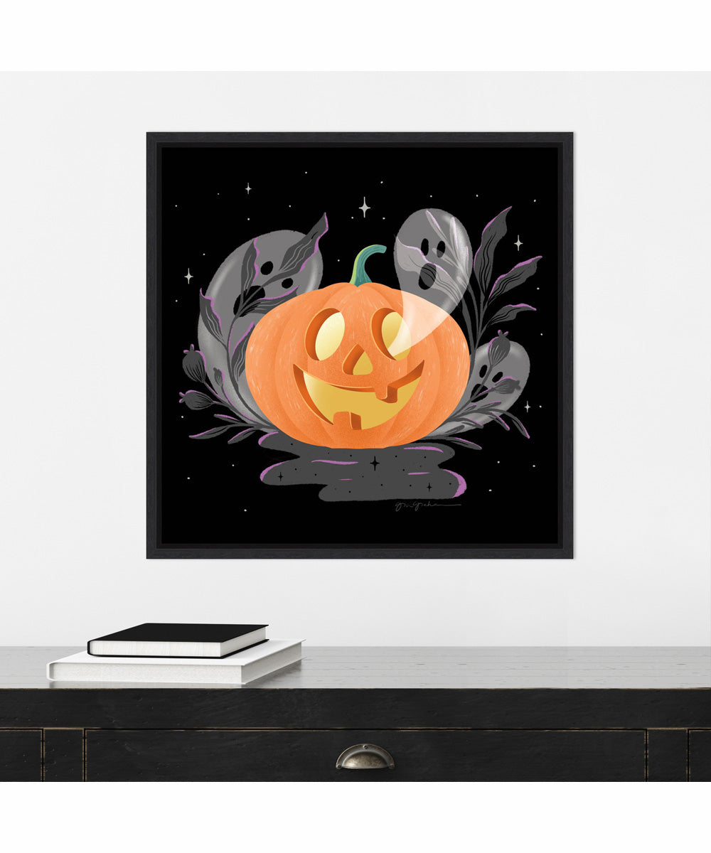 Framed Hocus Pocus Halloween V by Gia Graham Canvas Wall Art Print (22  W x 22  H), Sylvie Black Frame