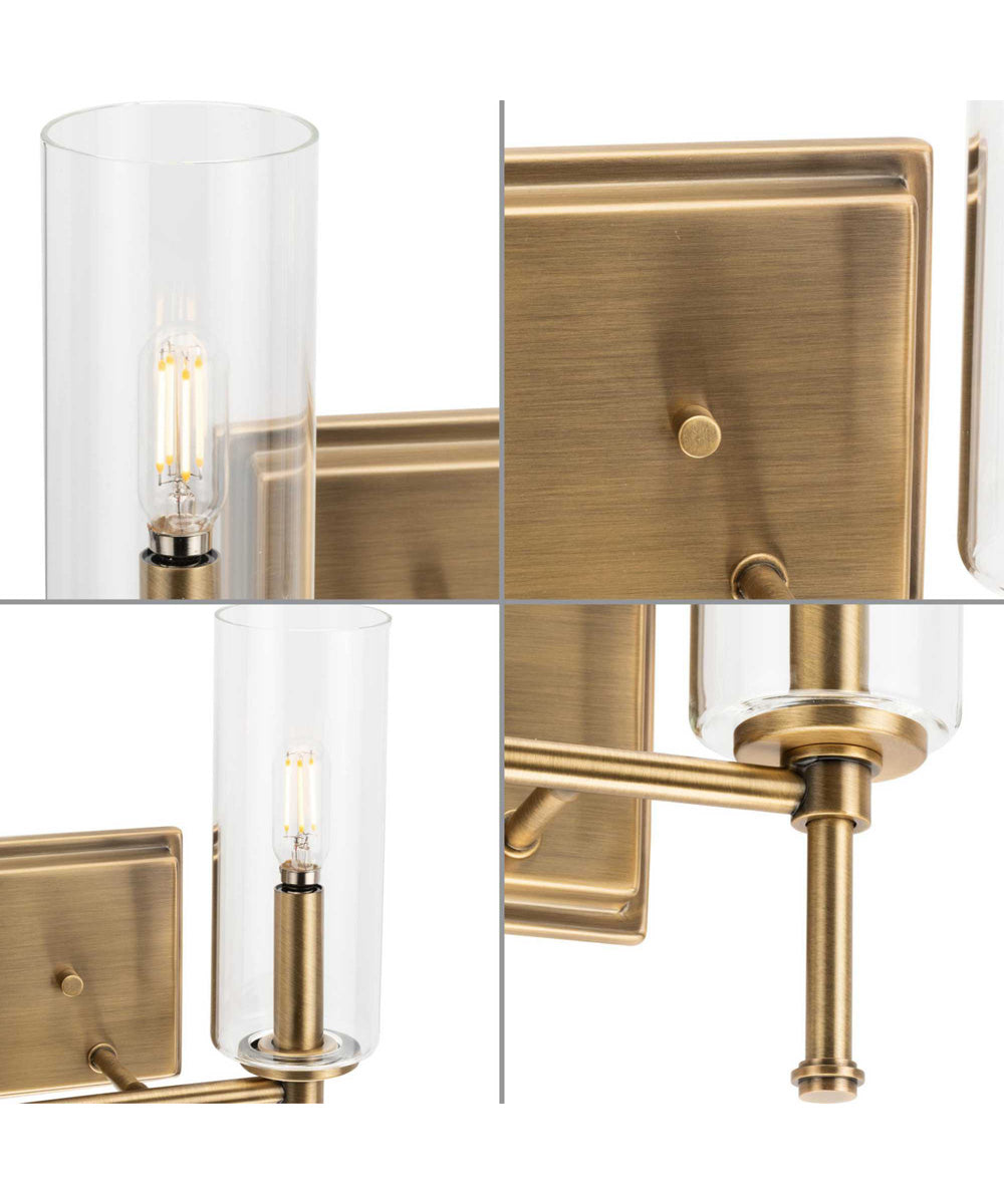 Elara 2-Light New Traditional Clear Glass Bath Vanity Light Vintage Brass