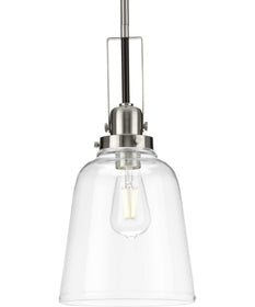 Rushton 1-Light Brushed Nickel/Black Clear Glass Industrial Style Hanging Pendant Light Brushed Nickel