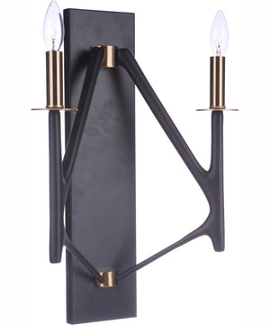 The Reserve 2-Light Wall Sconce Flat Black/Painted Nickel