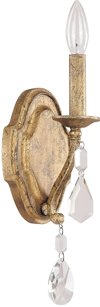 Capital Lighting Blakely 1-Light Sconce With Crystals Included Antique Gold 1616AGCR