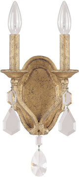 7"W Blakely 2-Light Sconce  With Crystals Included Antique Gold