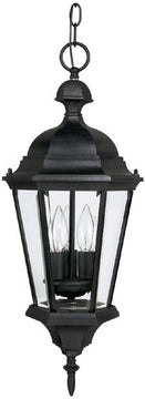 10"W Carraige House 3-Light Outdoor Pendant Light Black