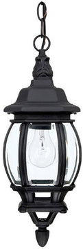 7"W French County 1-Light Hanging Outdoor Lantern Black