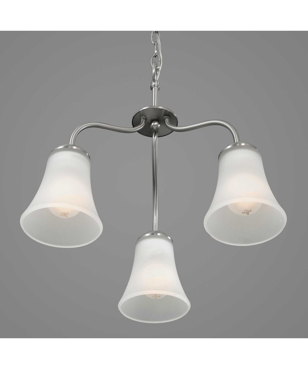 Classic 3-Light Etched Glass Traditional Chandelier Light Brushed Nickel
