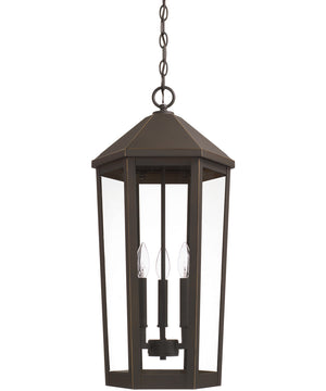 Ellsworth 3-Light Outdoor Hanging In Oiled Bronze With Clear Glass