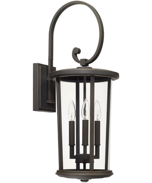 Howell 3-Light Outdoor Wall Mount In Oiled Bronze With Clear Glass