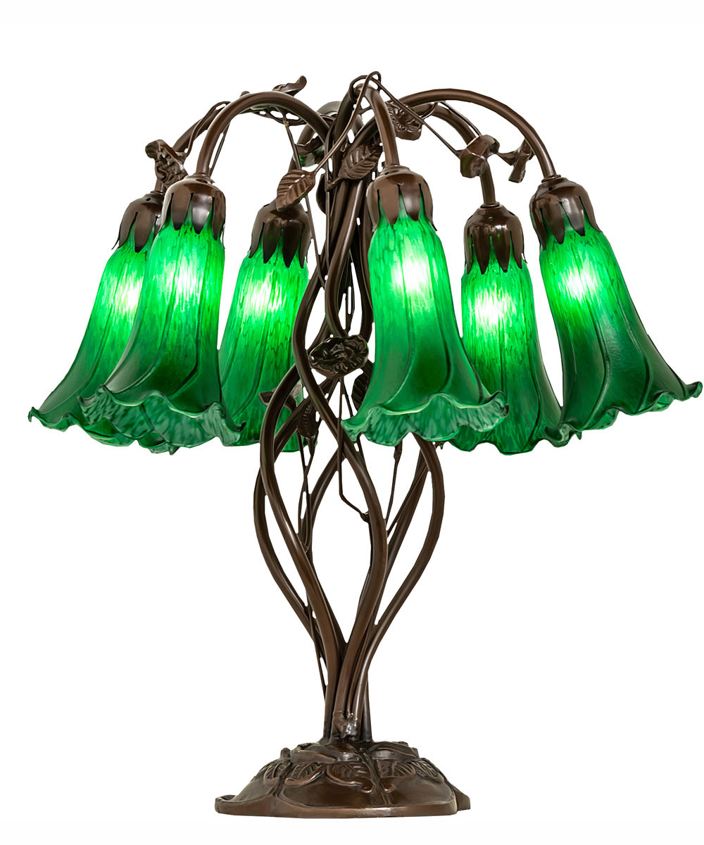 18" High Green Tiffany Pond Lily 6 Light Table Lamp