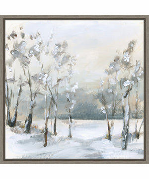 Framed Snowy Winter Trees by Katrina Pete Canvas Wall Art Print (22 W x 22 H), Sylvie Greywash Frame