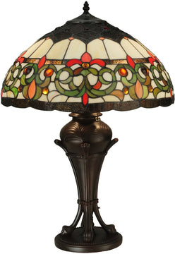 26"H Creole  2-Light Tiffany Table Lamp Brown