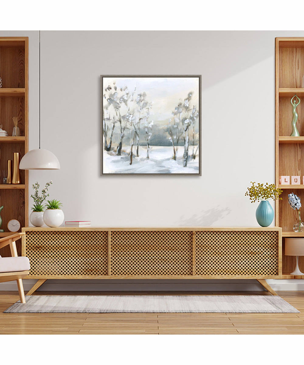 Framed Snowy Winter Trees by Katrina Pete Canvas Wall Art Print (30  W x 30  H), Sylvie Greywash Frame