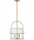 Tournon 3-Light Medium Pendant in Heritage Brass with Polished White Accents