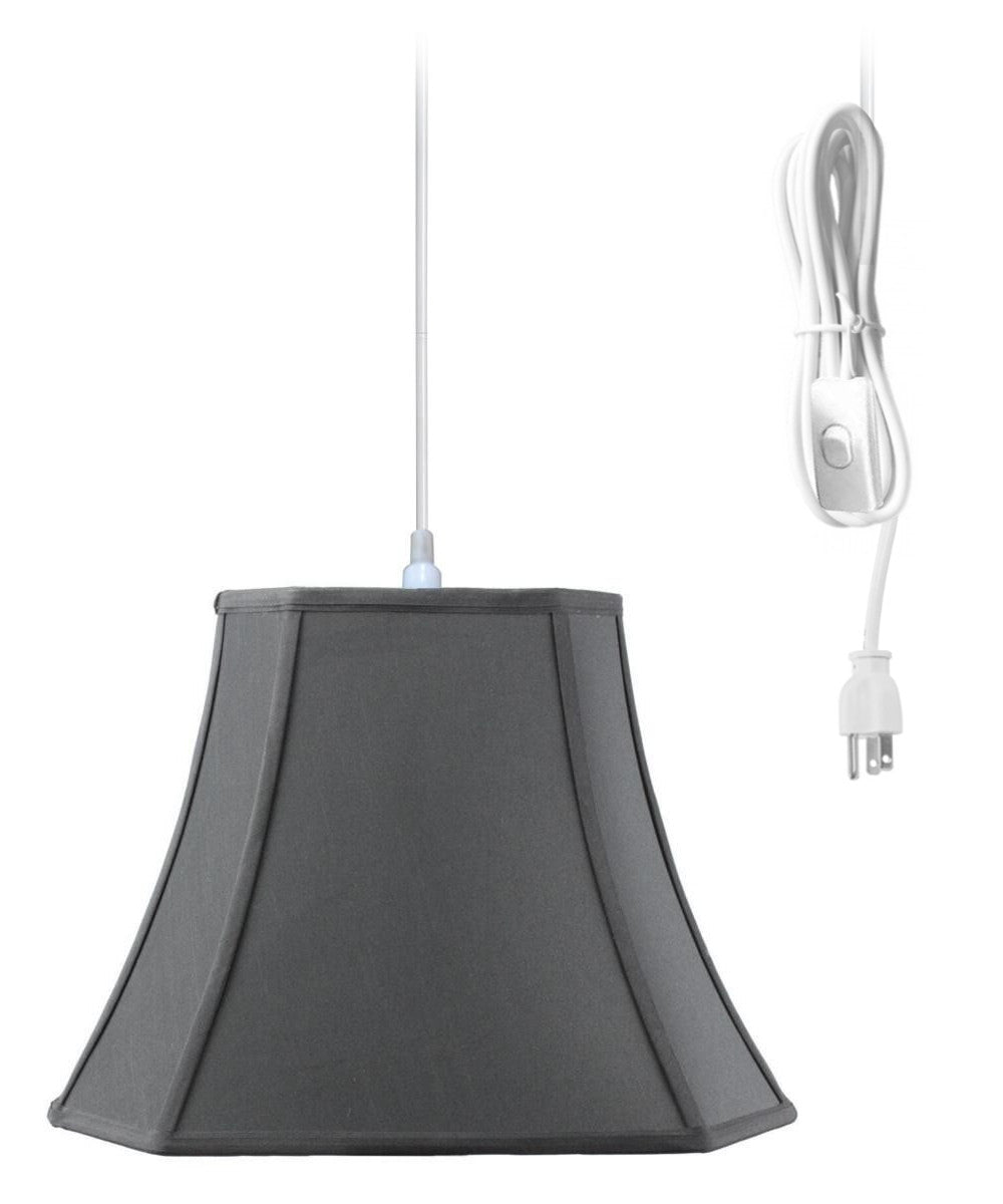 16"W 1-Light Plug In Swag Pendant Lamp Black/Gold Shade