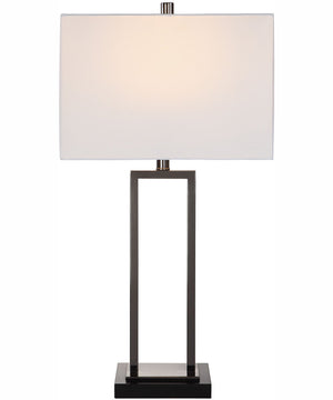 29"H 1-Light Table Lamp Metal in Black and Brushed Nickel with a Rectangular Shade
