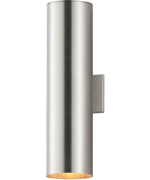 Outpost 2-Light 6 inchW x 22 inchH Outdoor Wall Sconce Brushed Aluminum