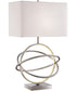 Orville 2-Light Table Lamp W/Led Night Brushed Nickel/White Linen Shade