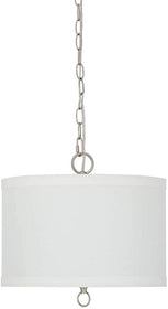14"W Light Pendant Brushed Nickel Finish with Oatmeal Linen Shade