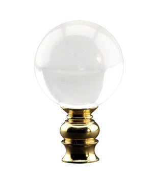 Acrylic Ball Lamp Finial with Polished Brass Base 2"h