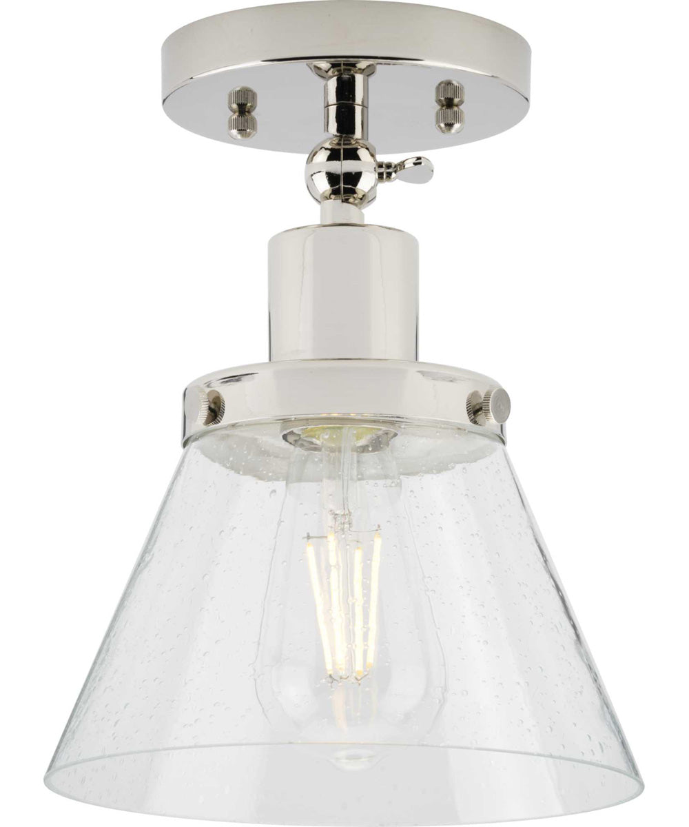 Hinton 1-Light Clear Seeded Glass Vintage Style Ceiling Light Polished Nickel