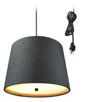14"W 2 Light Swag Plug-In Pendant Drum Granite Gray Burlap with Diffuser Black Cord
