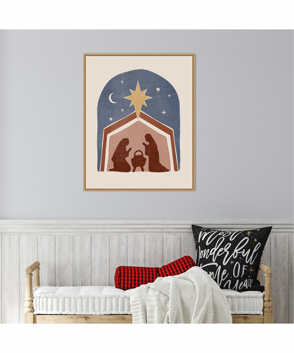 Framed Boho Nativity I by Victoria Barnes Canvas Wall Art Print (23  W x 28  H), Sylvie Maple Frame