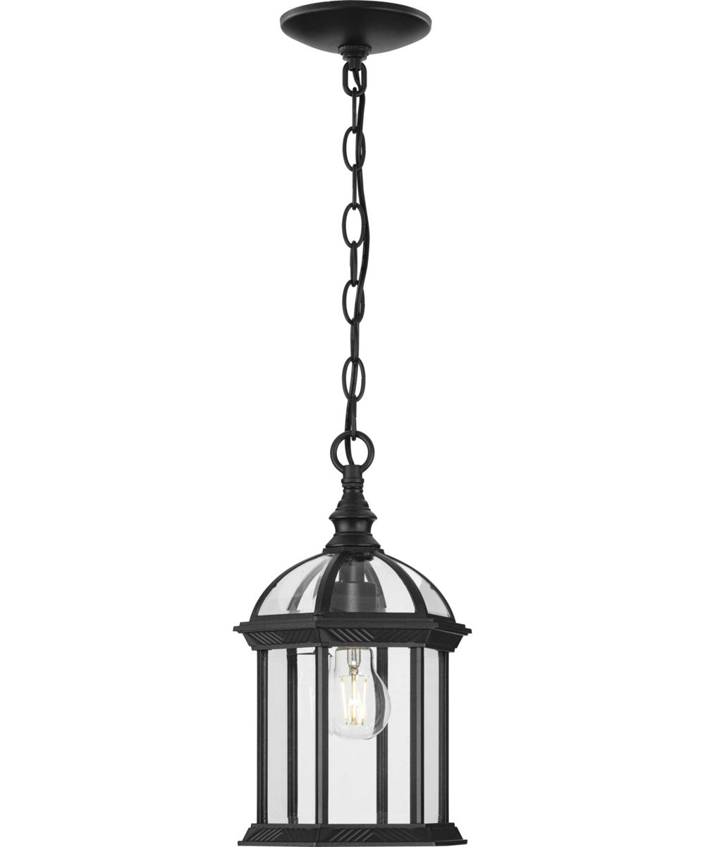 Dillard 1-Light Traditional Clear Glass Outdoor Hanging Light Textured Black