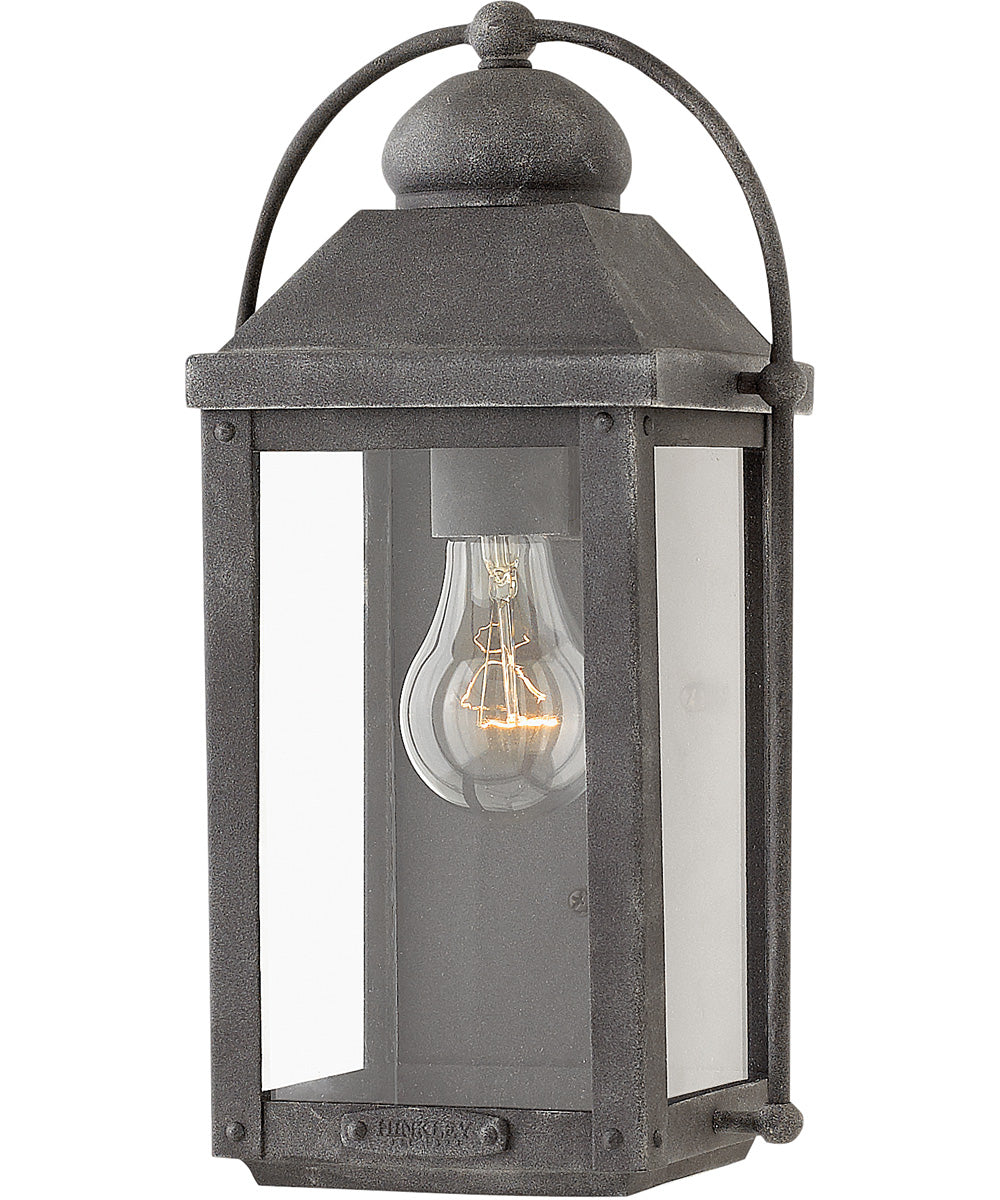 Anchorage 1-Light LED Small Outdoor Wall Mount Lantern in Aged Zinc