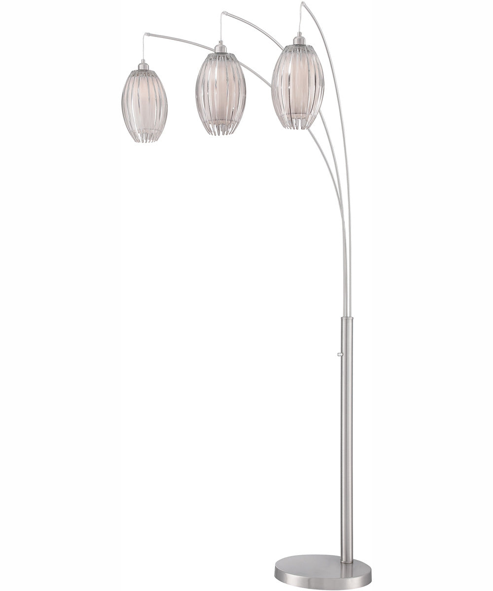 Lotuz 3-Light 3-Light Arch Lamp Chrome/ Clear Acrylic&White Shade