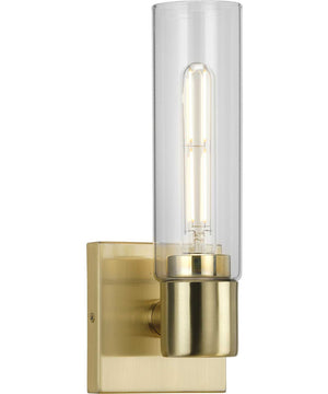 Clarion 1-Light Clear Glass Modern Style Bath Vanity Wall Light Satin Brass