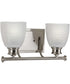 Lucky 2-Light Frosted Prismatic Glass Coastal Bath Vanity Light Brushed Nickel