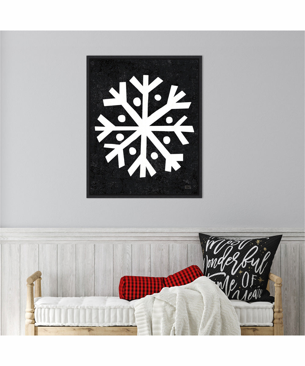 Framed Christmas Whimsy Snowflake by Michael Mullan Canvas Wall Art Print (23  W x 28  H), Sylvie Black Frame