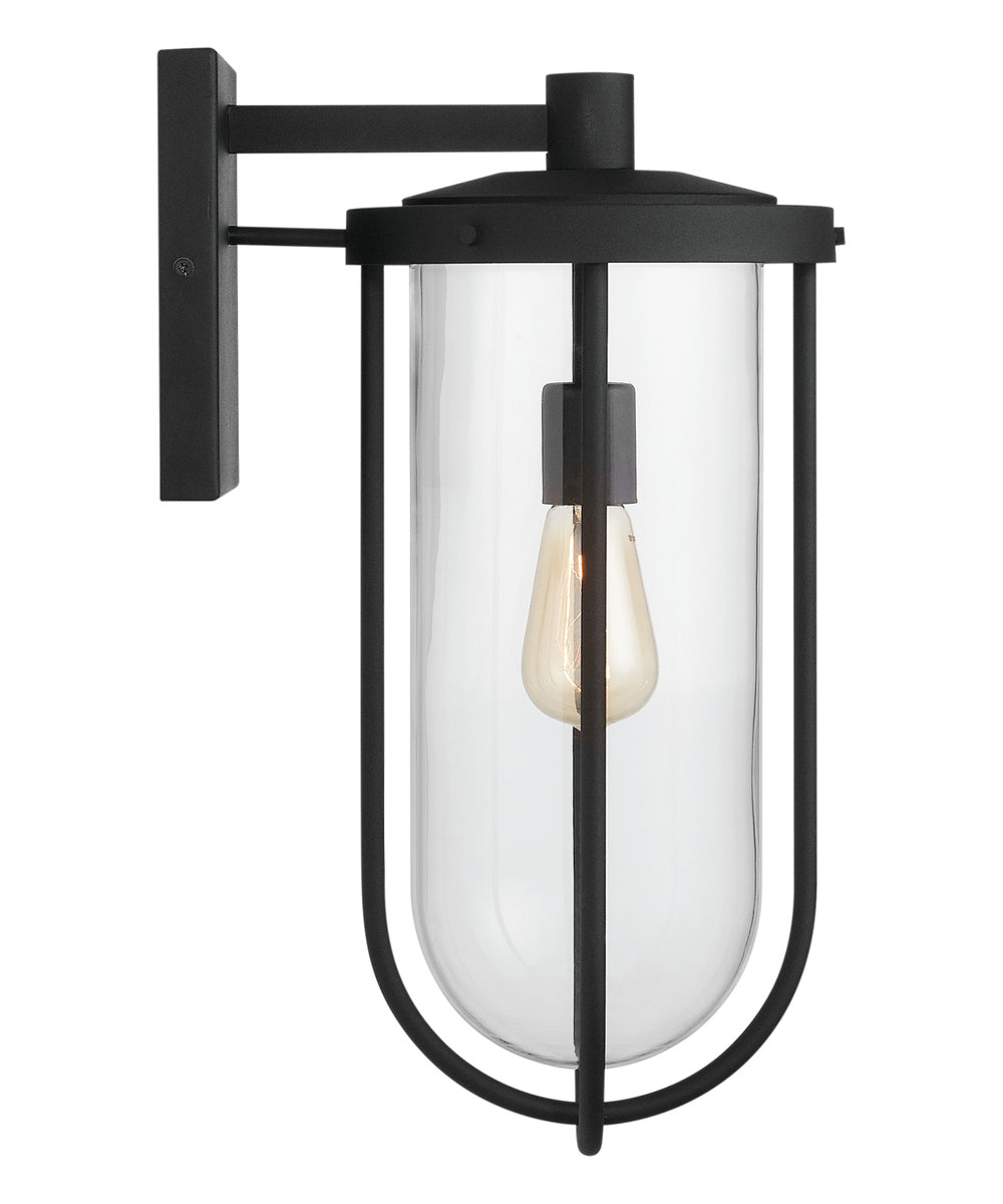 Corbin 1-Light Outdoor Wall Mount In Black With Clear Glass
