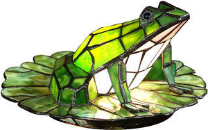 8"H Tiffany Frog Accent Lamp Antique Brass