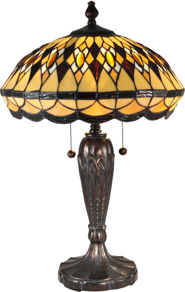 Dale Tiffany Ginger Diamond Tiffany Table Lamp Antique Bronze TT15154