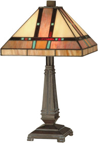17"H 2-Light Tiffany Table Lamp Mica Bronze