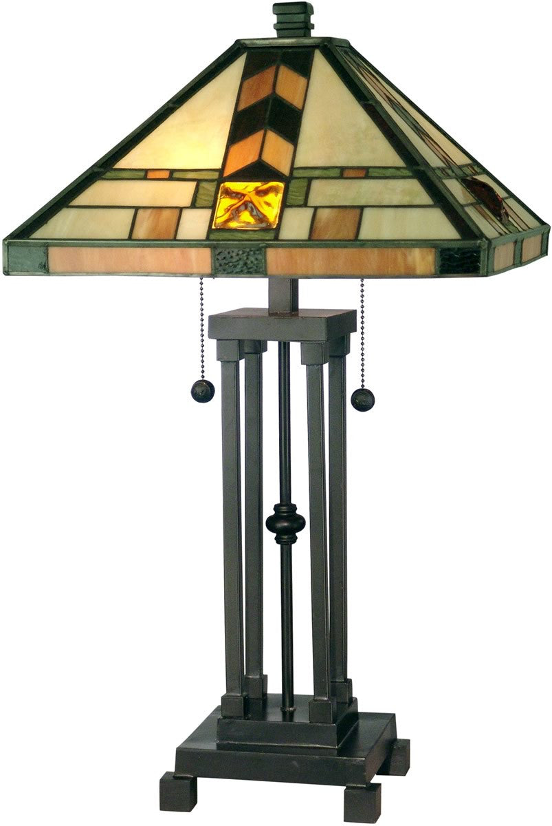 Dale Tiffany 2-Light Tiffany Table Lamp Dark Antique Bronze TT10035