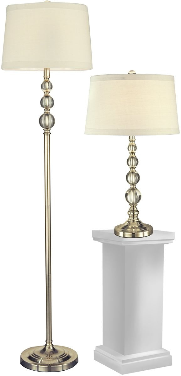 Dale Tiffany Optic Orb 26.5 1-Light Table Lamp And 61.5 Floor Lamp Set Satin Nickel GC12290